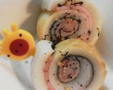 お弁当キャラ弁大葉ハムかにかまちくわ巻き作り方8写真