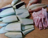 みょうがと茄子の、ベーコン炒め作り方2写真