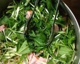 水菜とハムのパスタ☆包丁要らず作り方6写真