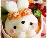 ＊キャラ弁＊簡単★お花冠のうさぎちゃん作り方7写真