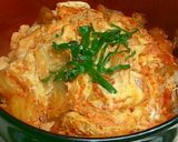 キム玉丼⇒『焼き鳥の缶詰』でキムチ親子丼作り方5写真
