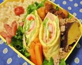 甘い卵☆ハムチーズレタスのくるくる卵焼き作り方5写真
