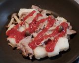 簡単まかない☆豚肉としめじのもちピザ作り方5写真