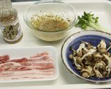コリコリしめじと豚肉の香味炒め作り方1写真