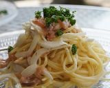 新玉ねぎとスモークサーモンのパスタ作り方5写真