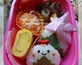 かしわ餅風おにぎりのキャラ弁♪作り方10写真