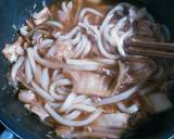 熱々◎月見豚キムチうどん作り方5写真