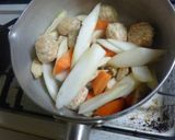 うど・肉団子のみそ味の煮物作り方5写真