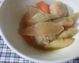 うど・肉団子のみそ味の煮物作り方7写真
