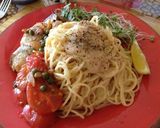 たらこパスタ、帆立とトマトのソテーと。作り方9写真