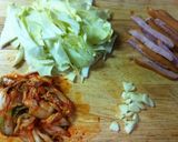 簡単パスタ☆キムチのスープパスタ作り方1写真