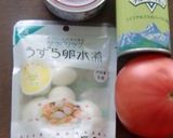 トマトとツナ缶とウズラの卵のサラダ作り方1写真