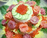 母の日♪記念日♪誕生日に♪花の寿司ケーキ作り方7写真