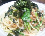 ねばねばおいしい☆明太納豆と水菜のパスタ作り方6写真