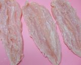 挟んで焼くだけ♪ささ身の明太塩昆布焼き作り方1写真