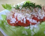 ポン酢でサラダ☆トマトと玉ねぎ／大葉必須作り方4写真