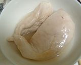 きゅうりと胡麻だれ鶏むね肉のサラダ作り方1写真