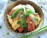 スパム×野菜×卵の醤油麹・黒酢炒め作り方8写真