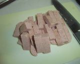 ＳＰＡＭとスナップエンドウのオイマヨ炒め作り方3写真