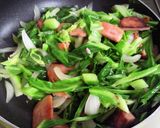 春新キャベツの外葉と新玉ねぎのスパム炒め作り方6写真