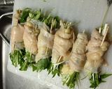 こ～んがり！鶏皮の水菜巻き作り方2写真
