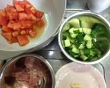 ベーコンときゅうりのトマト冷製パスタ作り方1写真