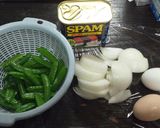 スパムで簡単炒め物☆スナップ&卵もプラス作り方1写真
