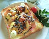 ぶつ切り葱×ベーコン　和カレートースト作り方4写真