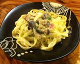 沖縄そばで作る本格クリームパスタ♪作り方10写真