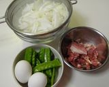 豚肉と絹さやの卵とじ作り方1写真