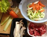 セロリと牛肉のオイスター＆黒コショウ炒め作り方1写真