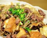 おばぁちゃん万能みそだれ牛バラきのこ炒め作り方5写真