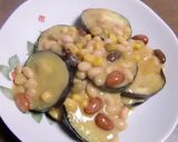 米なすとお豆のコーンスープ煮作り方4写真