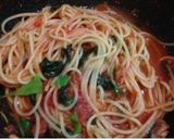 オイルサーディンとルッコラのトマトパスタ作り方3写真