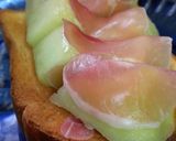 金の食パン☆生ハムメロントースト|дﾟ)作り方5写真