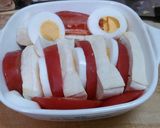 トマト&豆腐&ゆで卵の味噌グラタン作り方3写真