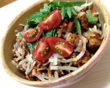 鶏ひき肉と残りもの野菜の赤味噌丼♪作り方7写真