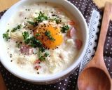便秘対策に！押麦のカルボナーラリゾット風作り方9写真