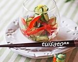 ＊カッパの箸休め:パプリカと胡瓜の酢の物作り方4写真