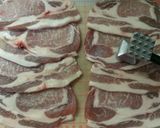 薄切り肉で＊豚肉のロールステーキ作り方1写真