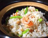 調味不要＊鮭ハラスとアスパラご飯作り方4写真