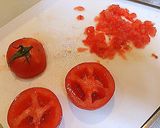 野菜でヘルシー☆蒸し鶏トマト玉ねぎソース作り方5写真