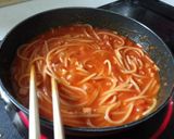 今日は、トマトの煮込みパスタよ！作り方10写真