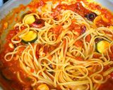タコとズッキーニのピリ辛パスタ作り方7写真