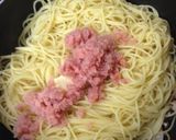シメジと小エビの明太パスタ作り方4写真