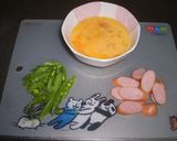 朝ご飯に☆スナップえんどうの卵炒め♪作り方1写真