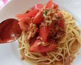 トマトとツナの即席パスタ♫作り方3写真