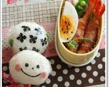 簡単キャラ弁＊てるてる坊主ラップおにぎり作り方4写真