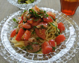 簡単♡トマトと生ハムの冷製パスタ作り方4写真