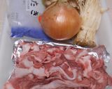 豚小間切肉としらたき入り豚丼作り方1写真